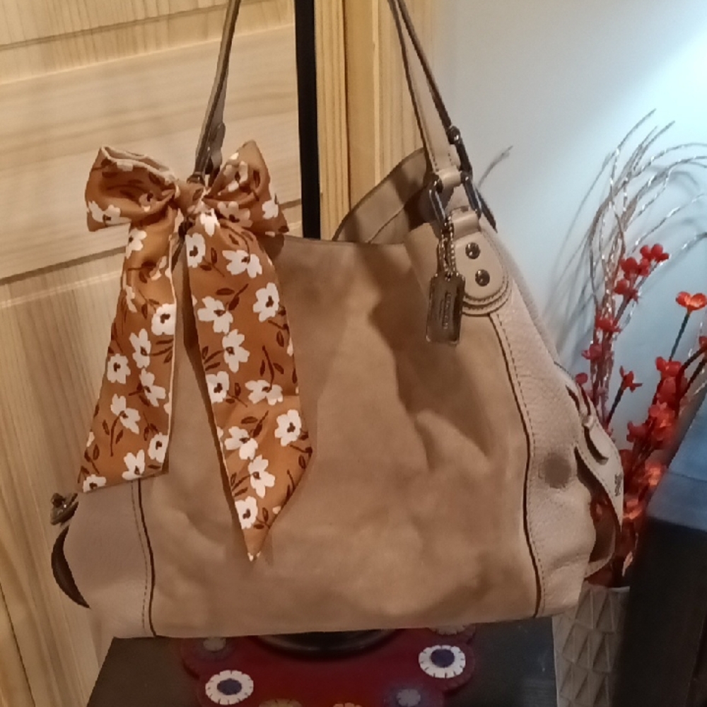 Coach Edie Shoulder Bag 42 Suede & Buffalo Embossed Leather